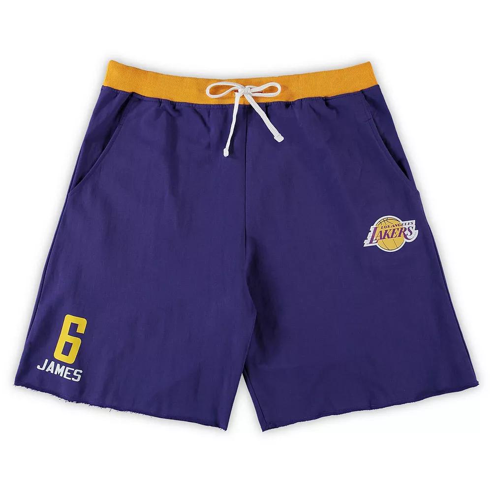 Men's LeBron James Purple Los Angeles Lakers Big & Tall French Terry Name & Number Shorts, Size: 2XLT Product Image