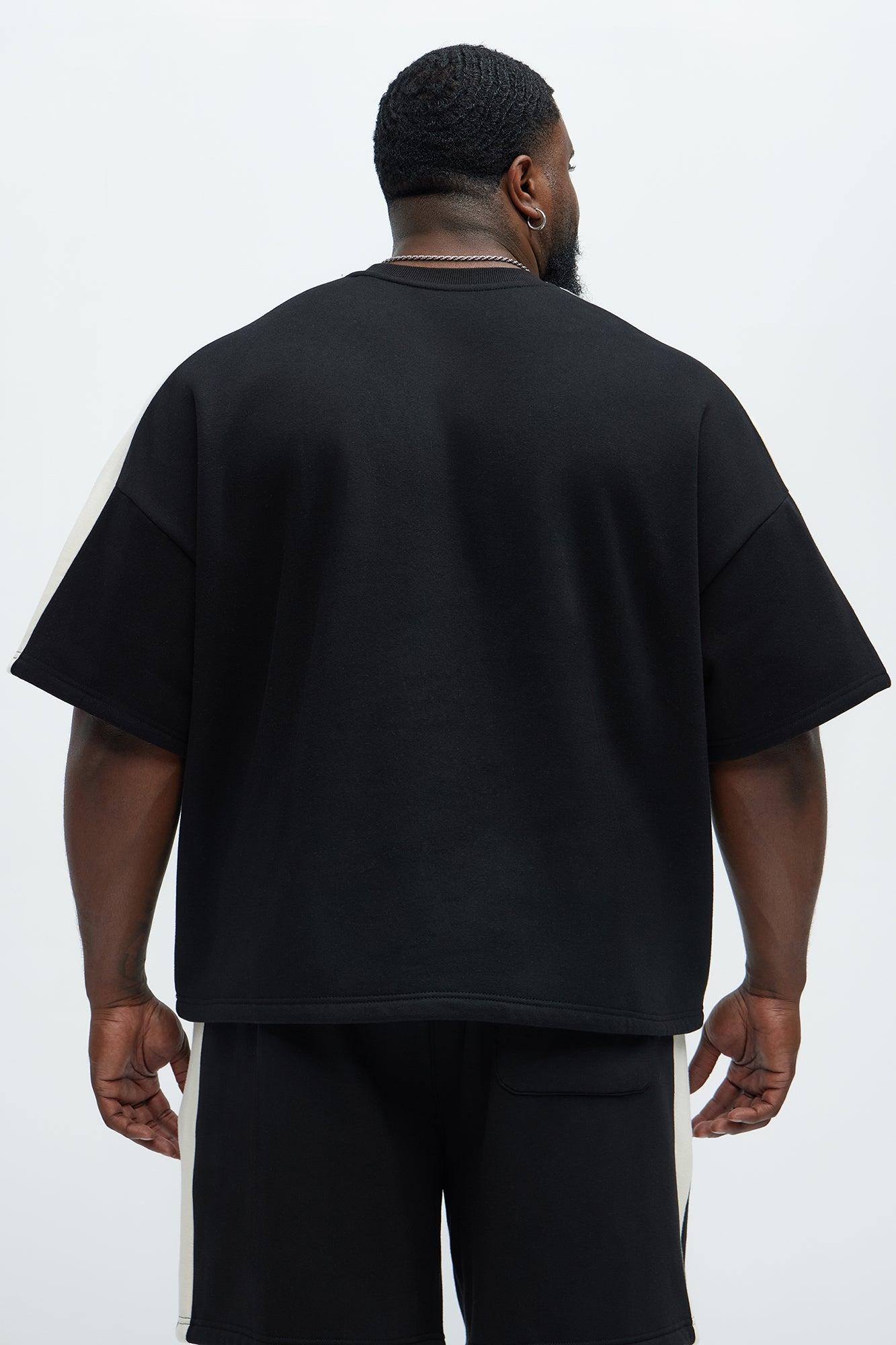 Tyson Oversized Heavyweight Striped Tee - Black Product Image