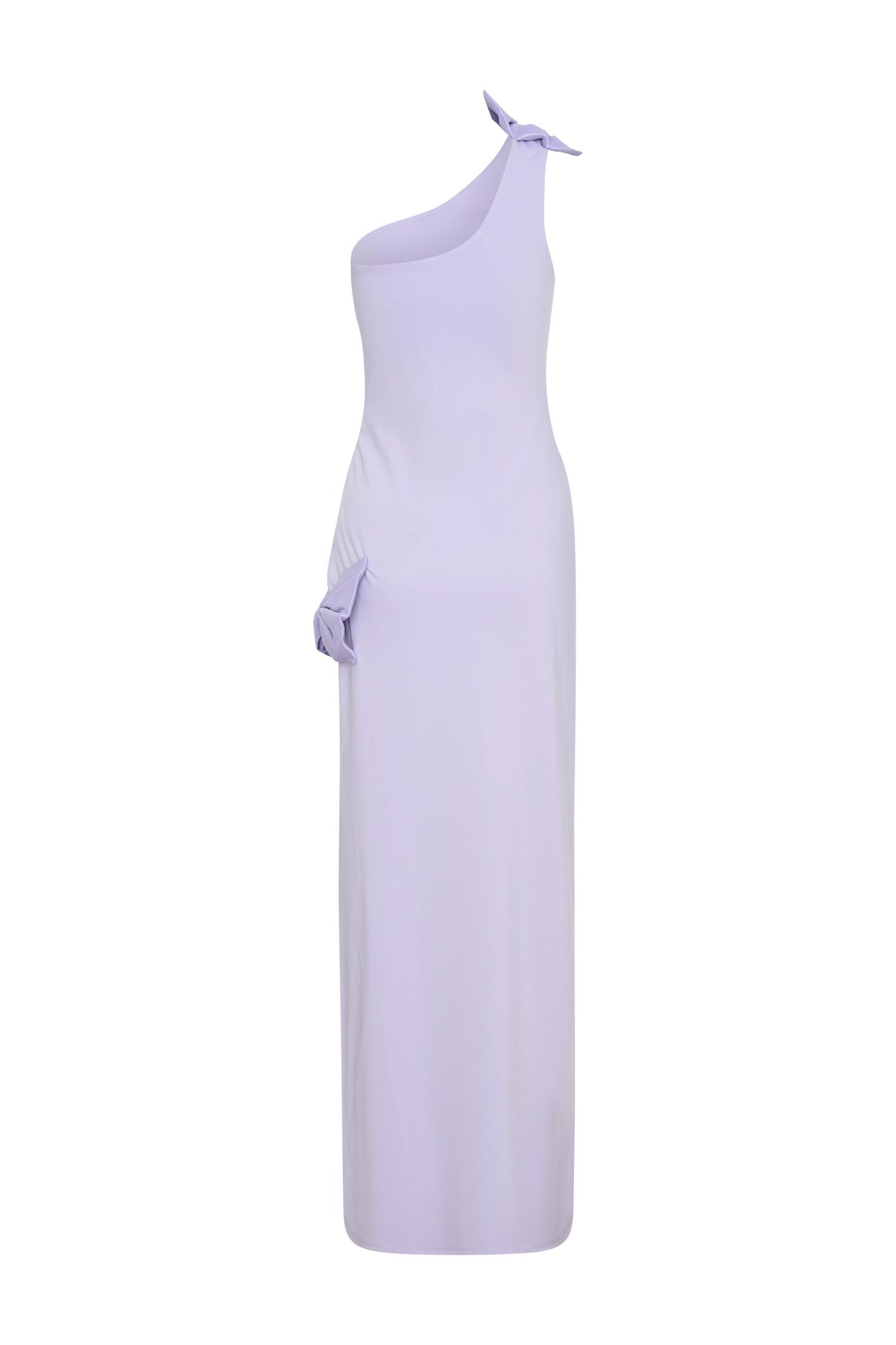 Hallie One Shoulder Bow Maxi Dress - Lilac Product Image
