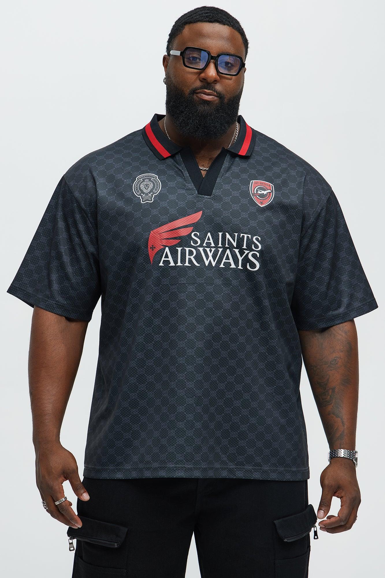 Saints Johnny Collar Soccer Jersey - Black Male Product Image