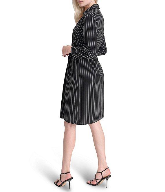 DKNY by Donna Karan V-Neck Stripe Twist Front Woven Sheath Dress Product Image