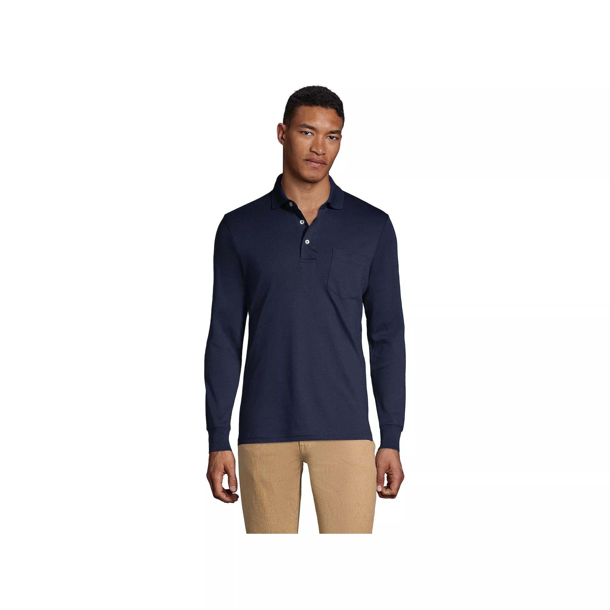 Big & Tall Lands' End Super Soft Classic-Fit Long Sleeve Supima Pocket Polo, Men's,  Product Image
