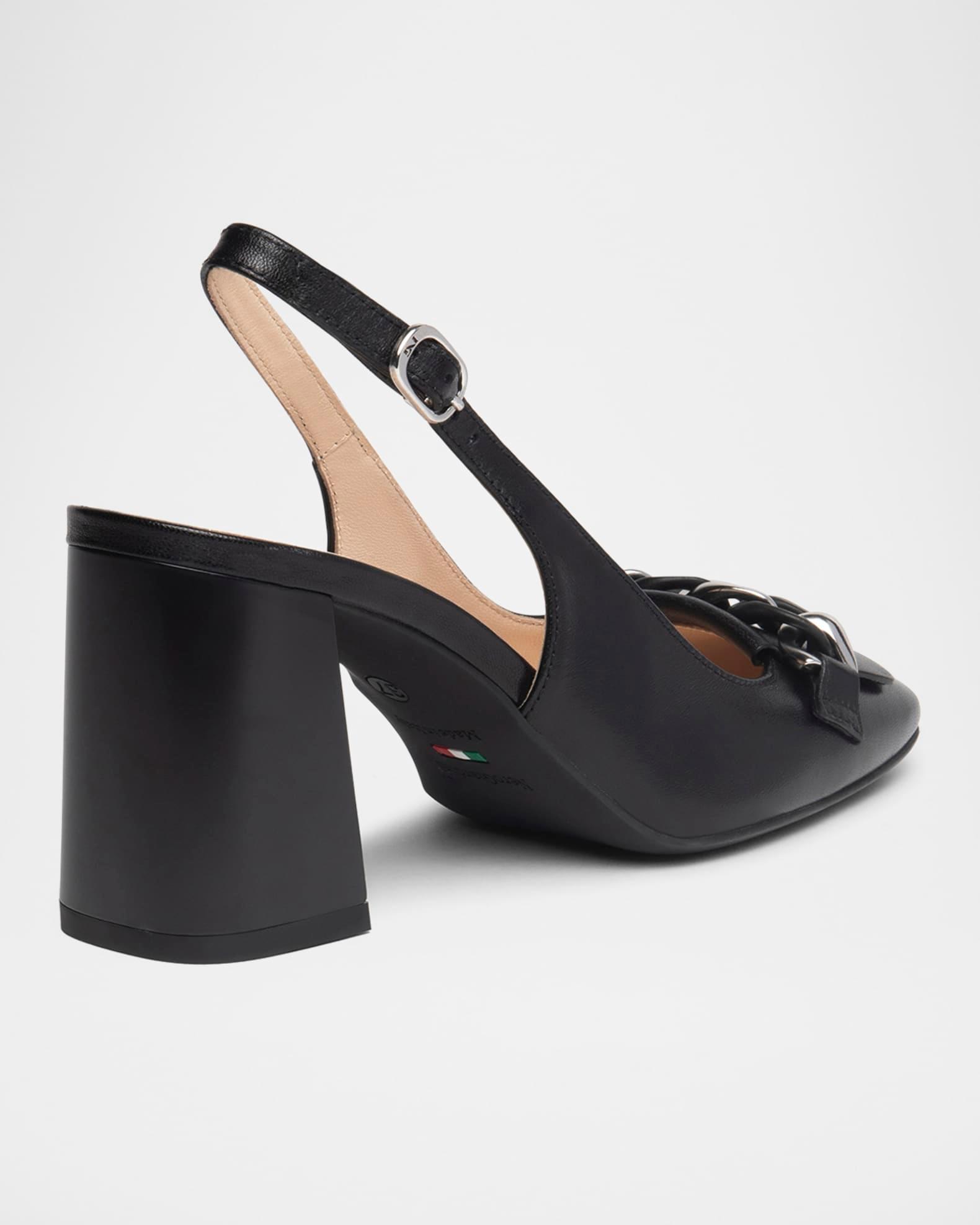 Leather Chain Slingback Pumps Product Image