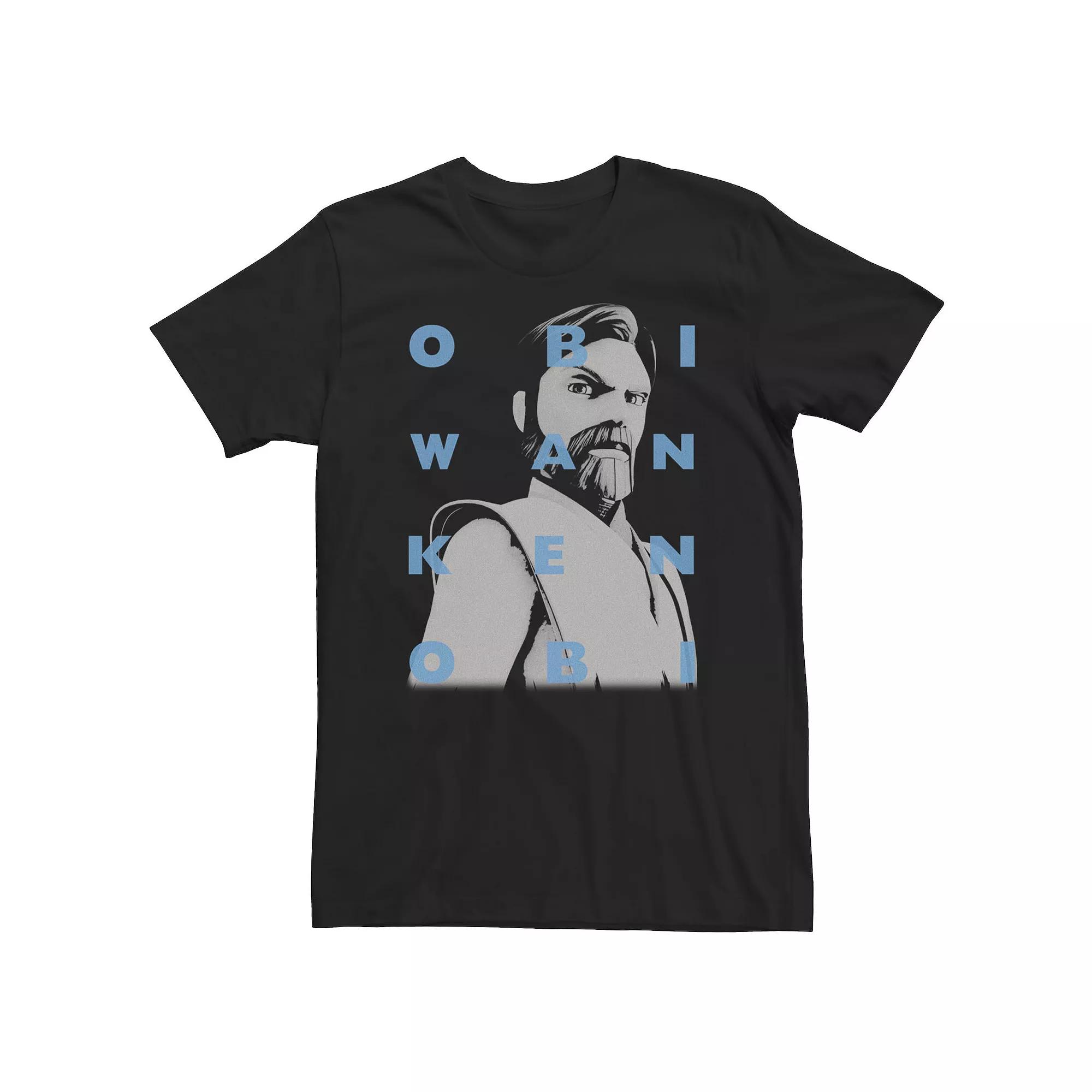 Big & Tall Star Wars: Clone Wars Obi-Wan Kenobi Text Overlay Tee, Men's,  Product Image