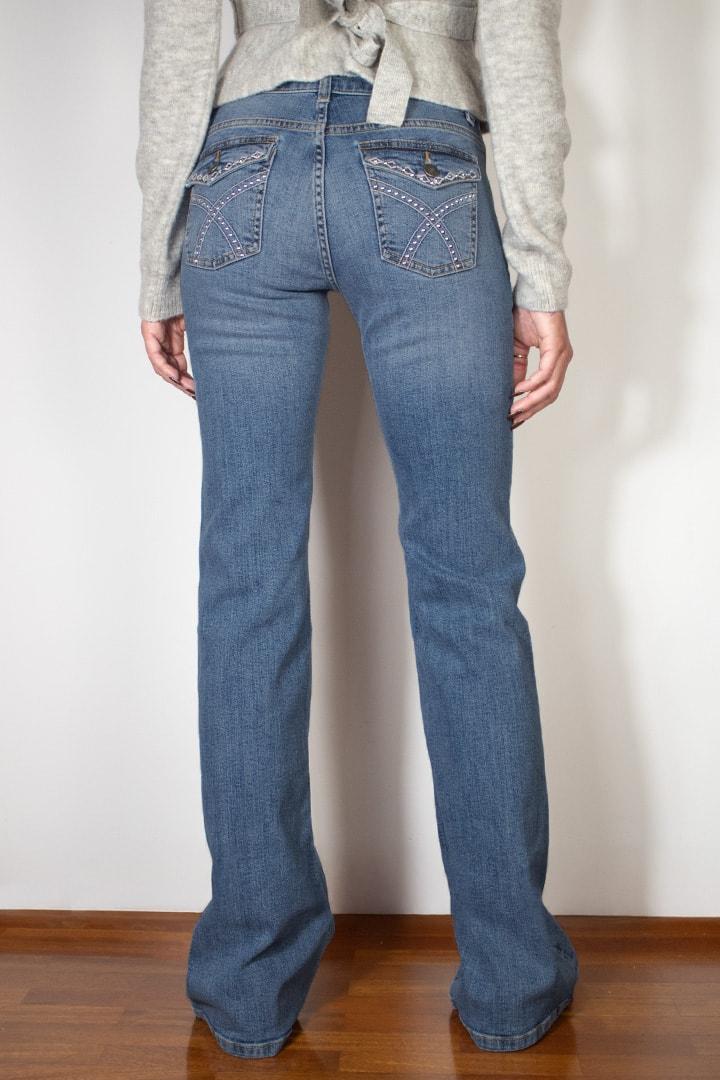 Flare jeans with studs and embroidery Product Image
