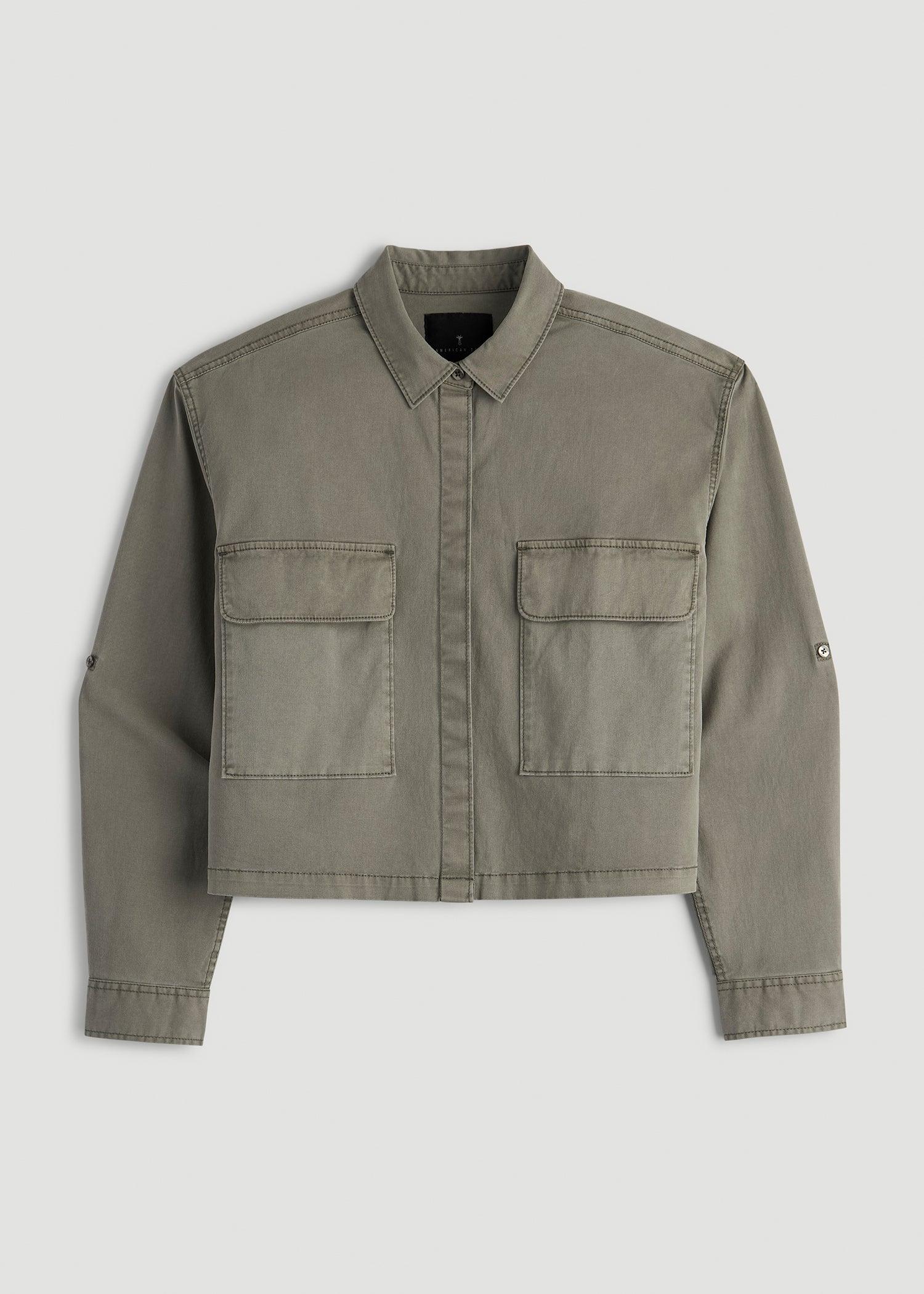 Garment Dyed Utility Shirt for Tall Women in Camper Green Female Product Image