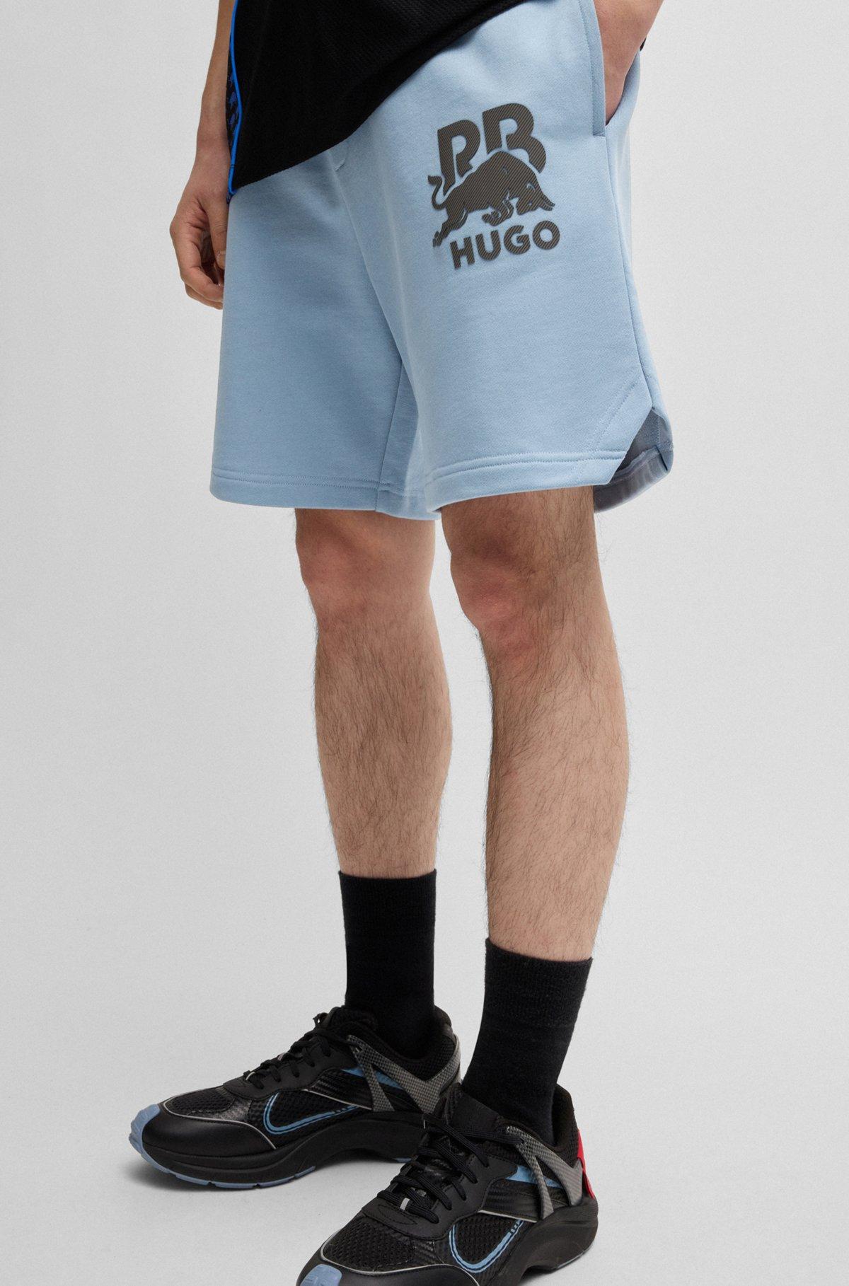 HUGO x RB cotton-terry shorts with carbon stealth logo Product Image