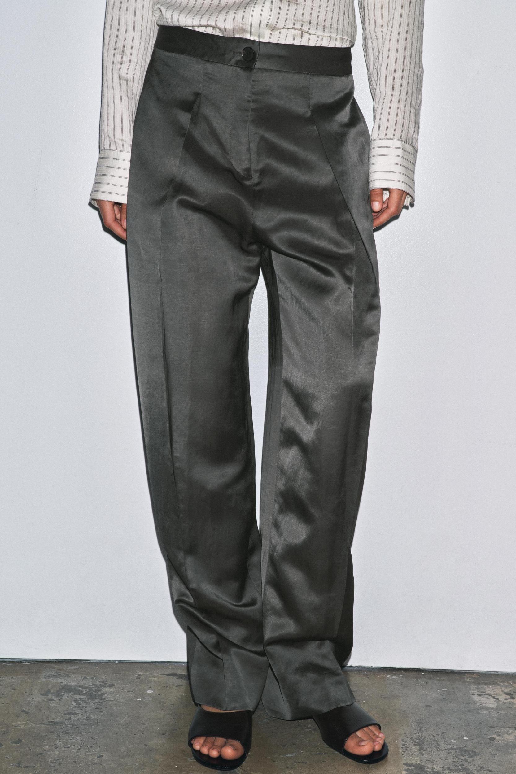 SATIN LINEN PANTS ZW COLLECTION Product Image