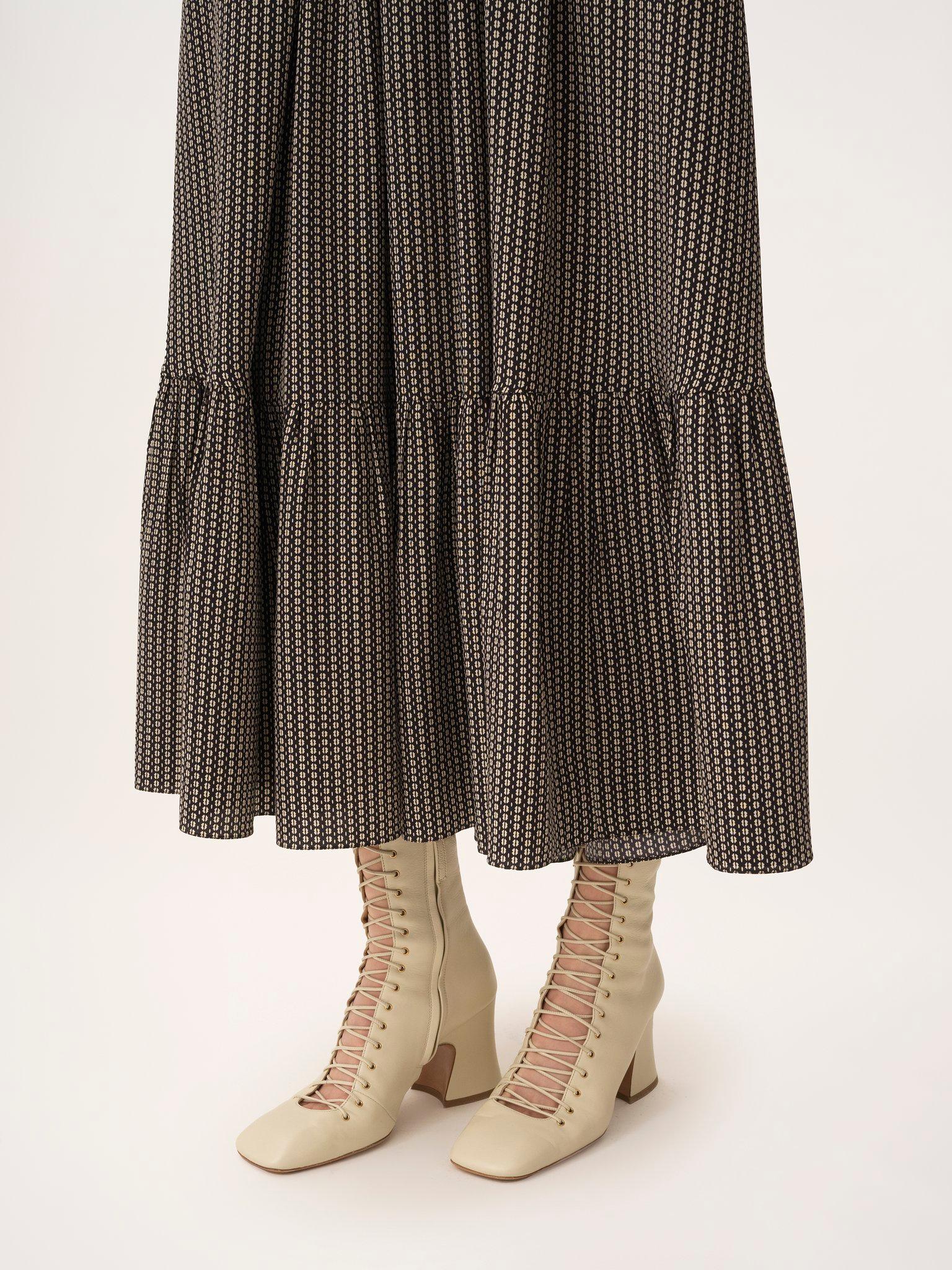 Gathered midi skirt in crêpe de chine Product Image