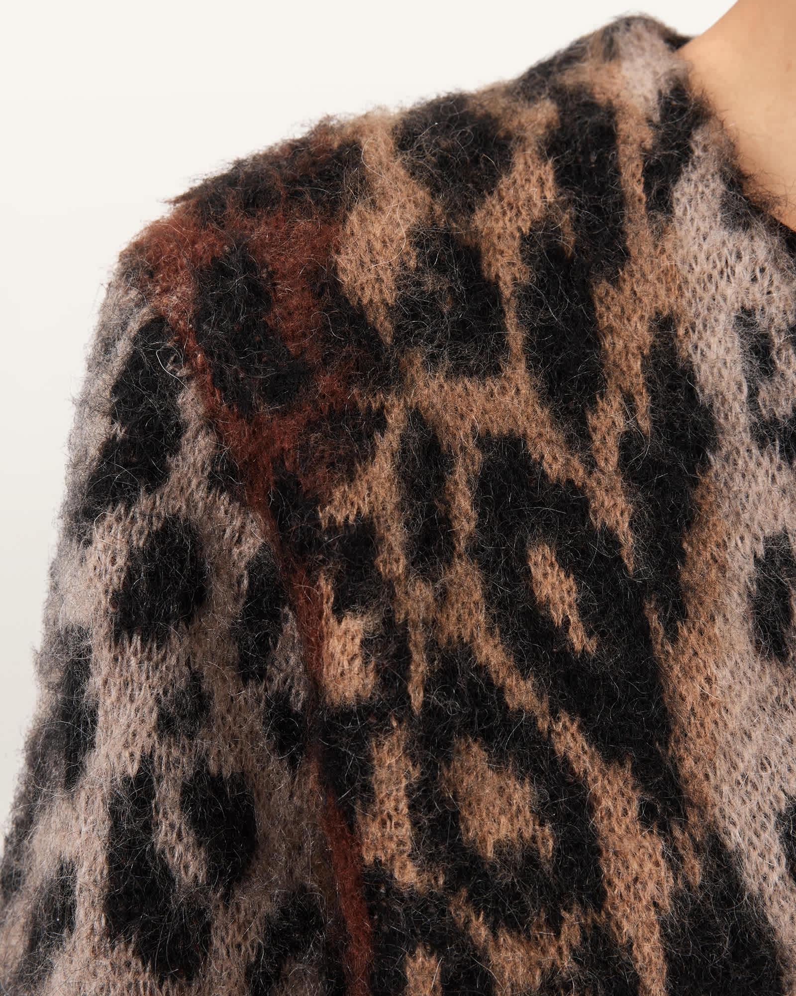 Wick Leopard Jacquard Cropped Cardigan Product Image