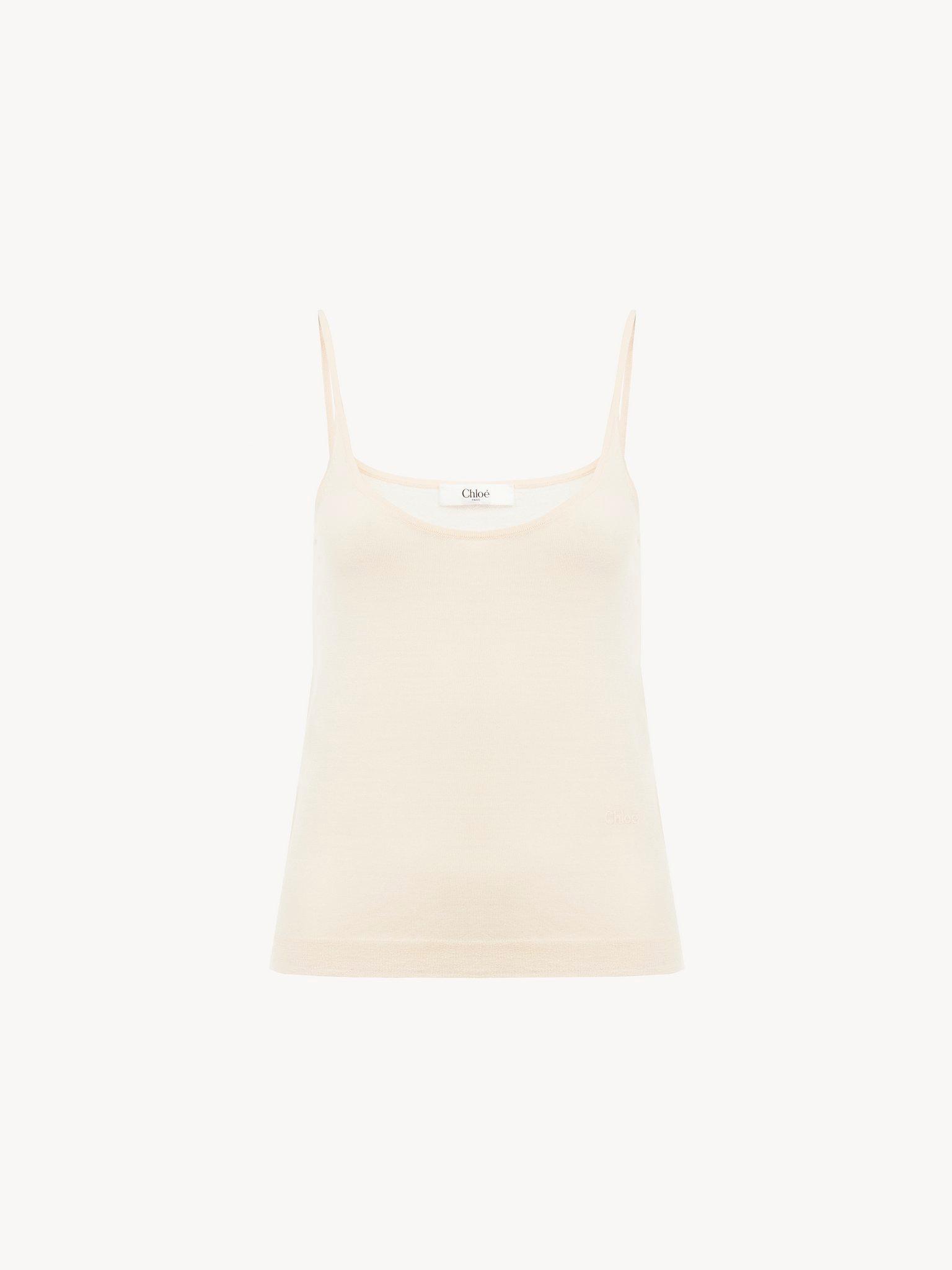 Thin-strap tank top in superfine wool knit  Product Image