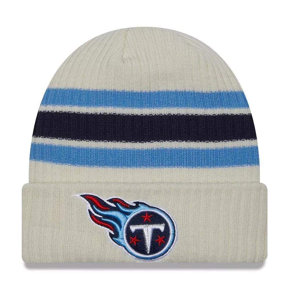 Men's New Era Cream Tennessee Titans Vintage Cuffed Knit Hat, Beige Product Image