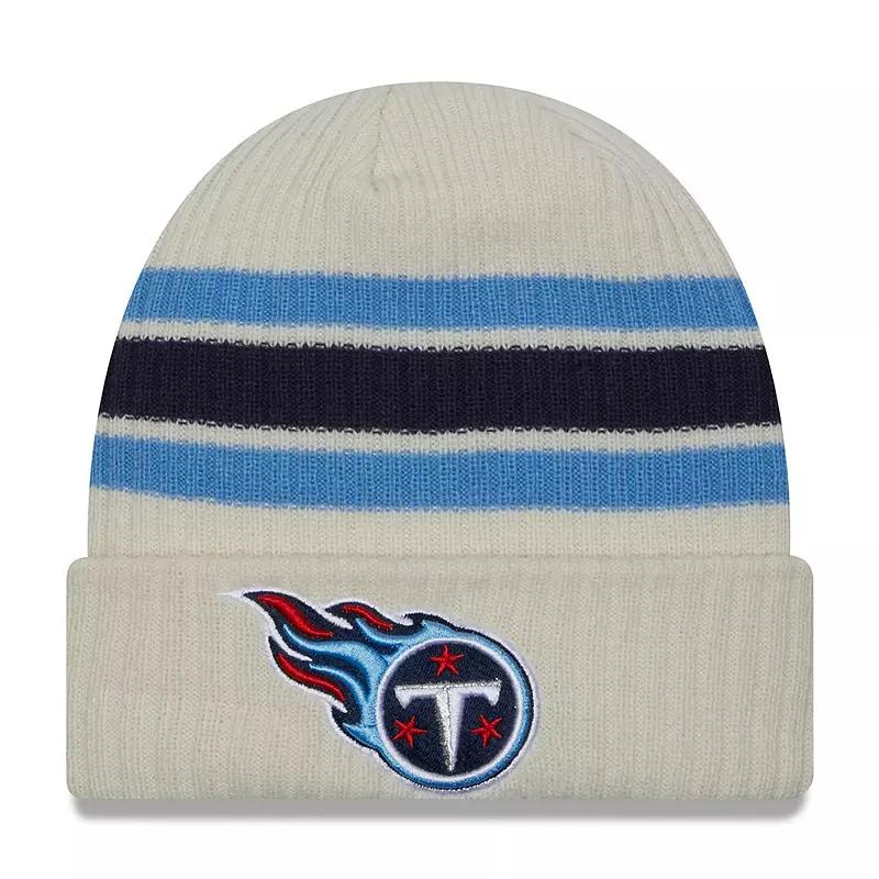 Men's New Era Cream Tennessee Titans Vintage Cuffed Knit Hat, Beige Product Image