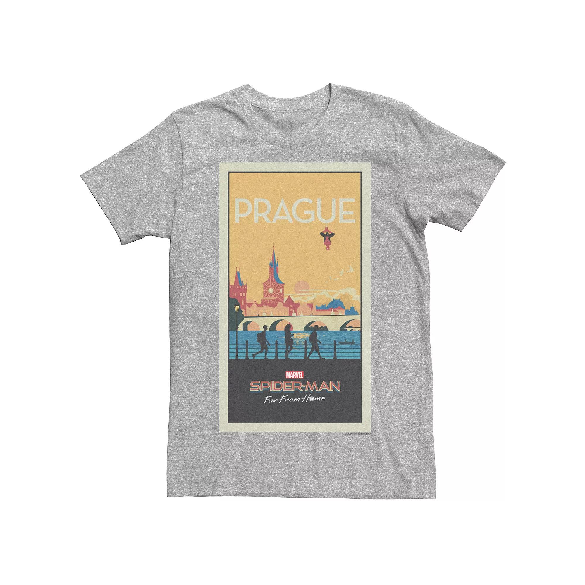 Men's Marvel Spider-Man Far From Home Prague Abstract Movie Poster Graphic Tee, Size: Medium, Athletic Grey Product Image