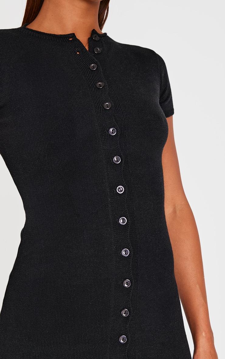 Black Soft Knit Button Through Mini Dress Product Image