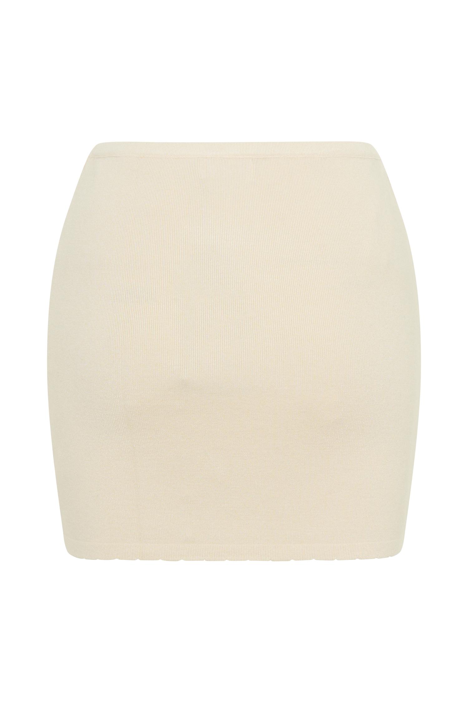 Monroe Embroidered Knit Mini Skirt - Cream And Ivory Product Image