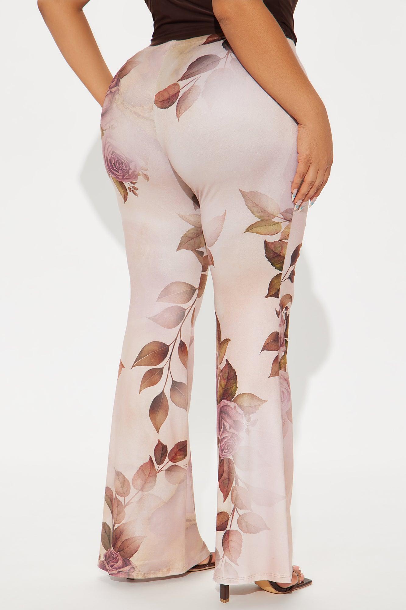 Botanical Cutie Floral Flare Pant - Taupe/combo Product Image