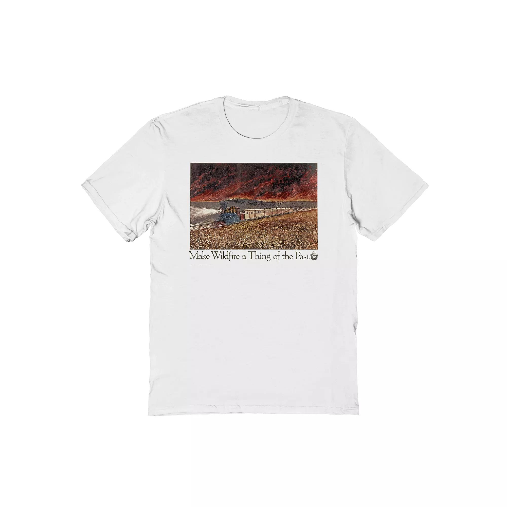 Men's Smokey Bear Train Tracks Graphic Tee, Size: Large, White Product Image