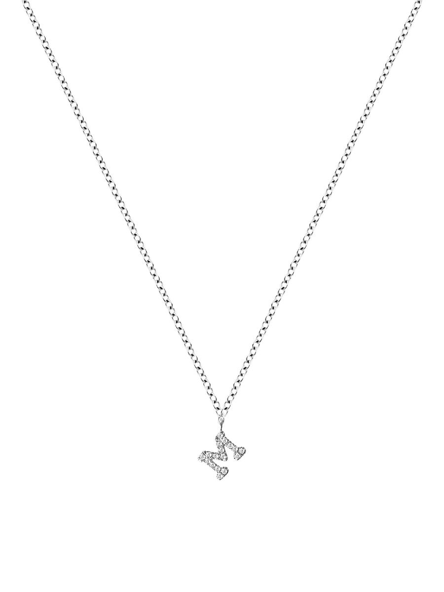Womens 14K White Gold Diamond Intial Pendant Necklace Product Image