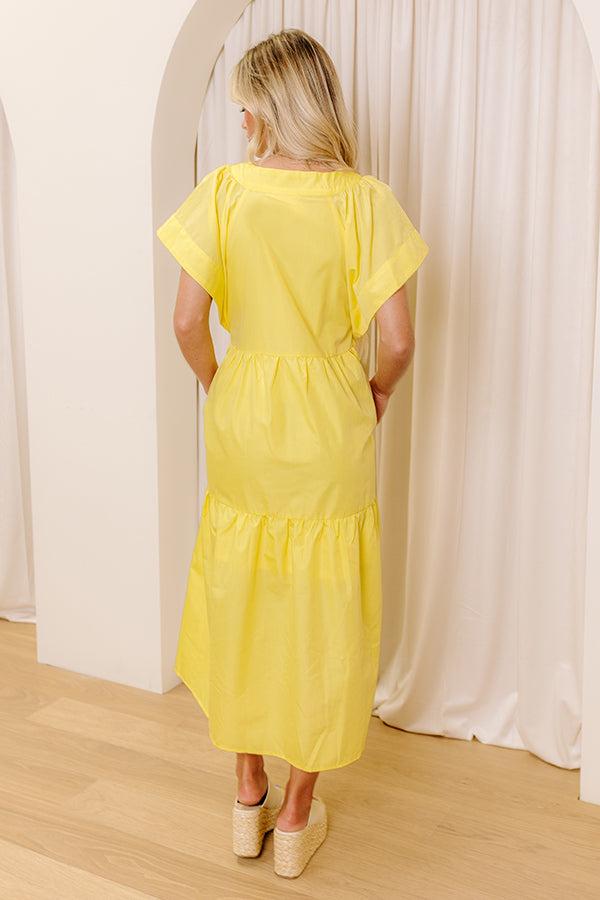 Subtle Charm Button Down Midi Dress in Yellow Product Image