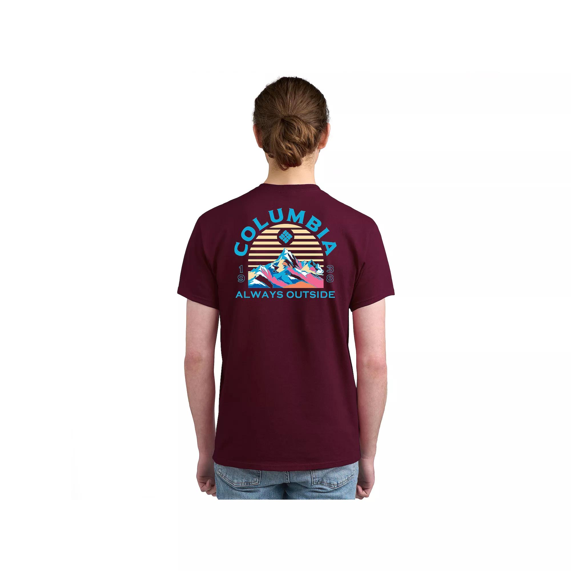 Men's Columbia Short Sleeve Graphic Tee, Size: Large, Red Always Outside Product Image