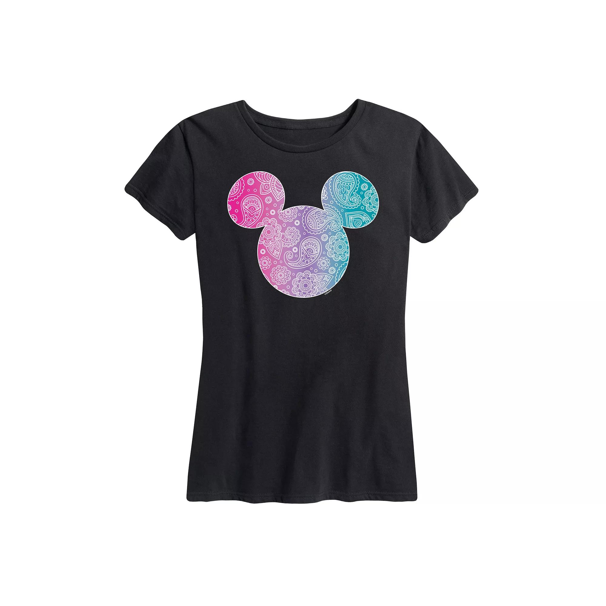 Disney's Mickey Mouse Women's Bandana Pattern Graphic Tee,  Product Image