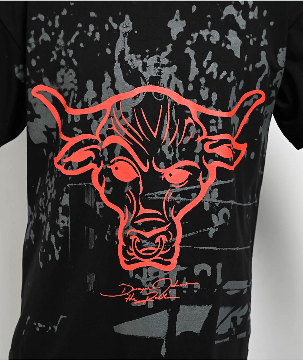 WWE Rock Panel Black T-Shirt Product Image