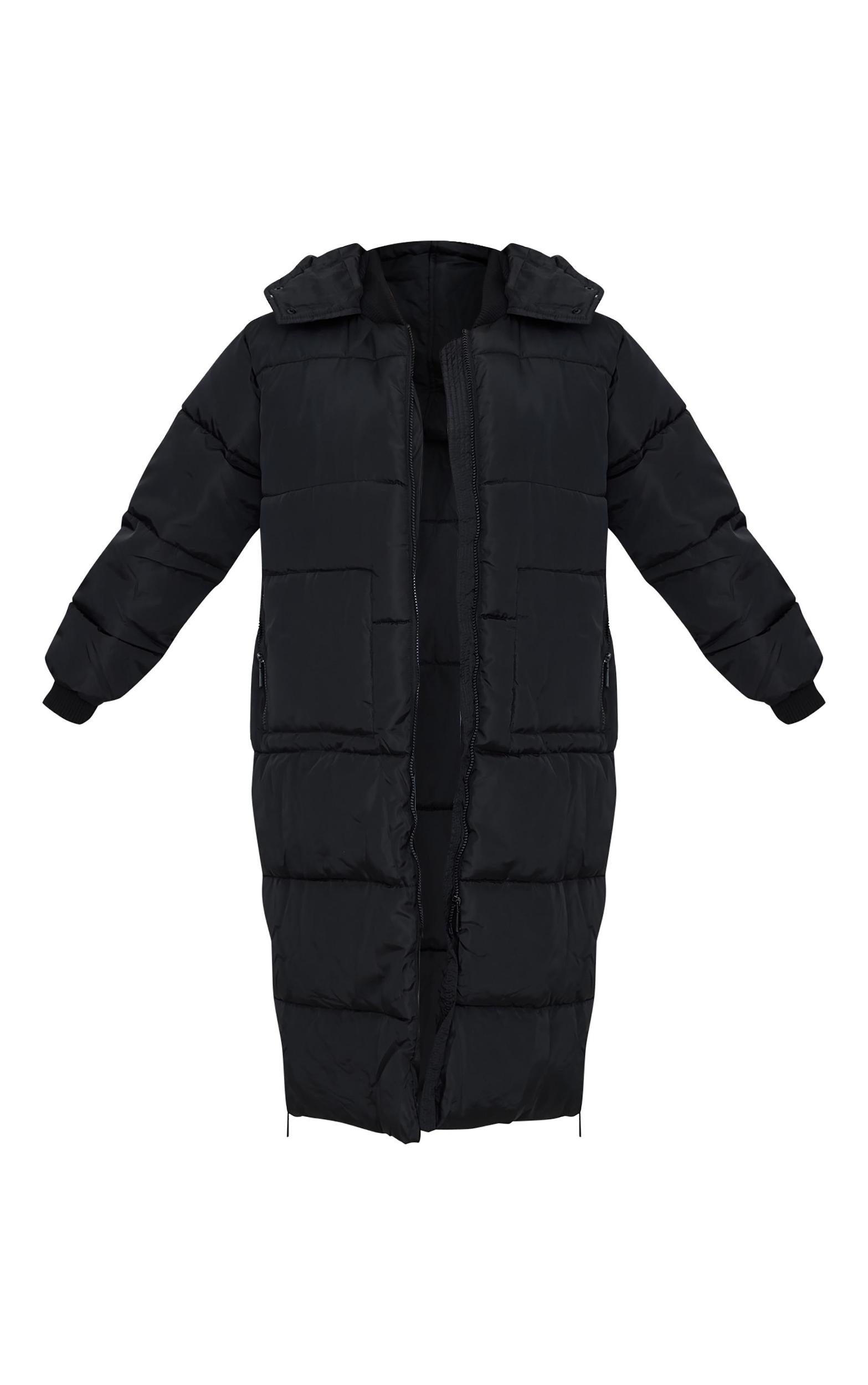 Petite Black Longline Puffer Coat Product Image