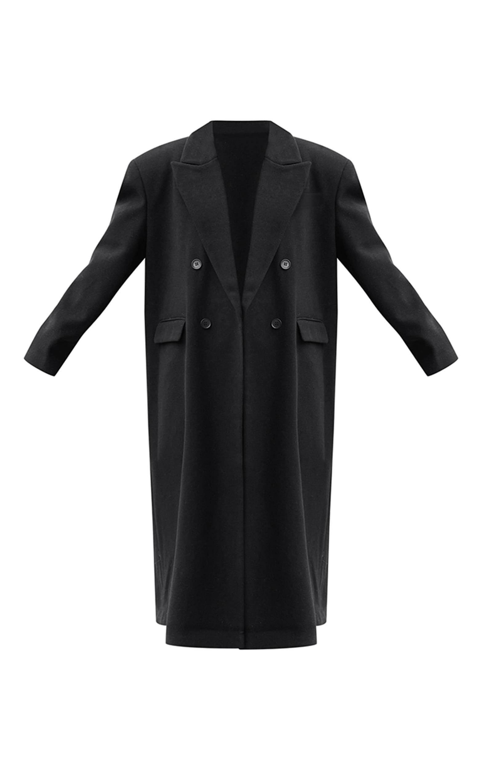 Black Structured Extreme Oversized Double Breasted Coat Product Image