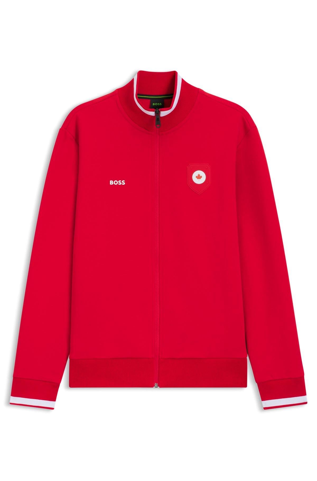 Cotton-blend zip-up sweatshirt with country-flag badge Product Image