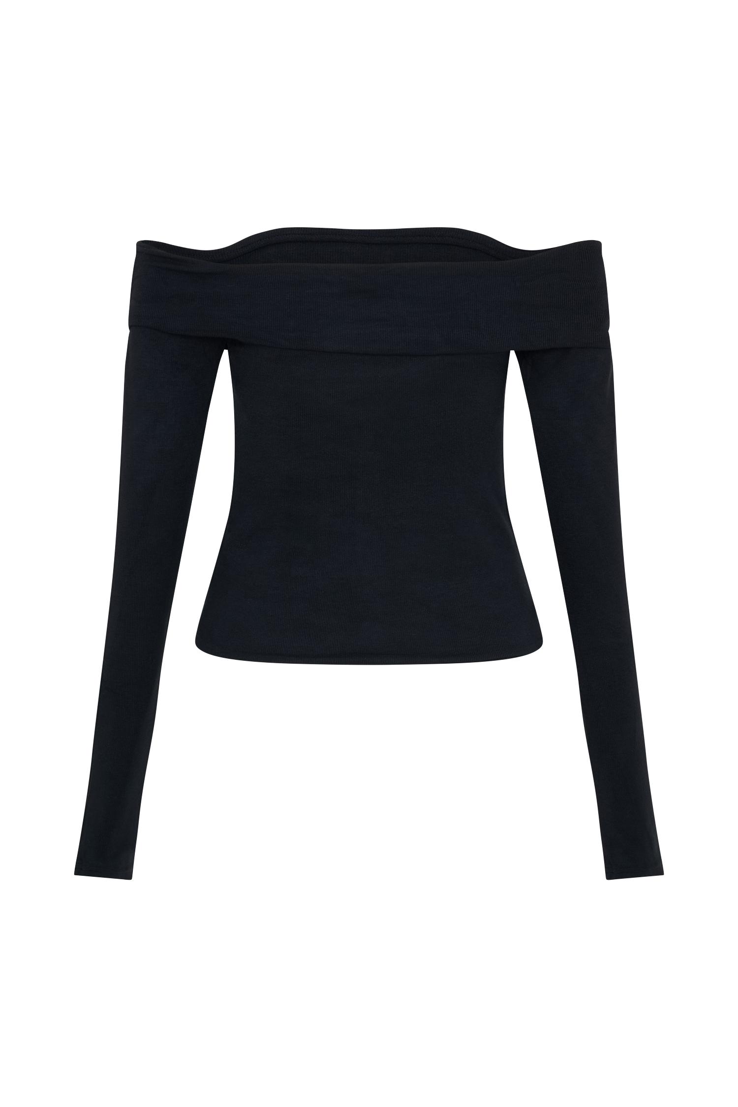Briah Cut Out Modal Long Sleeve Top - Black Product Image