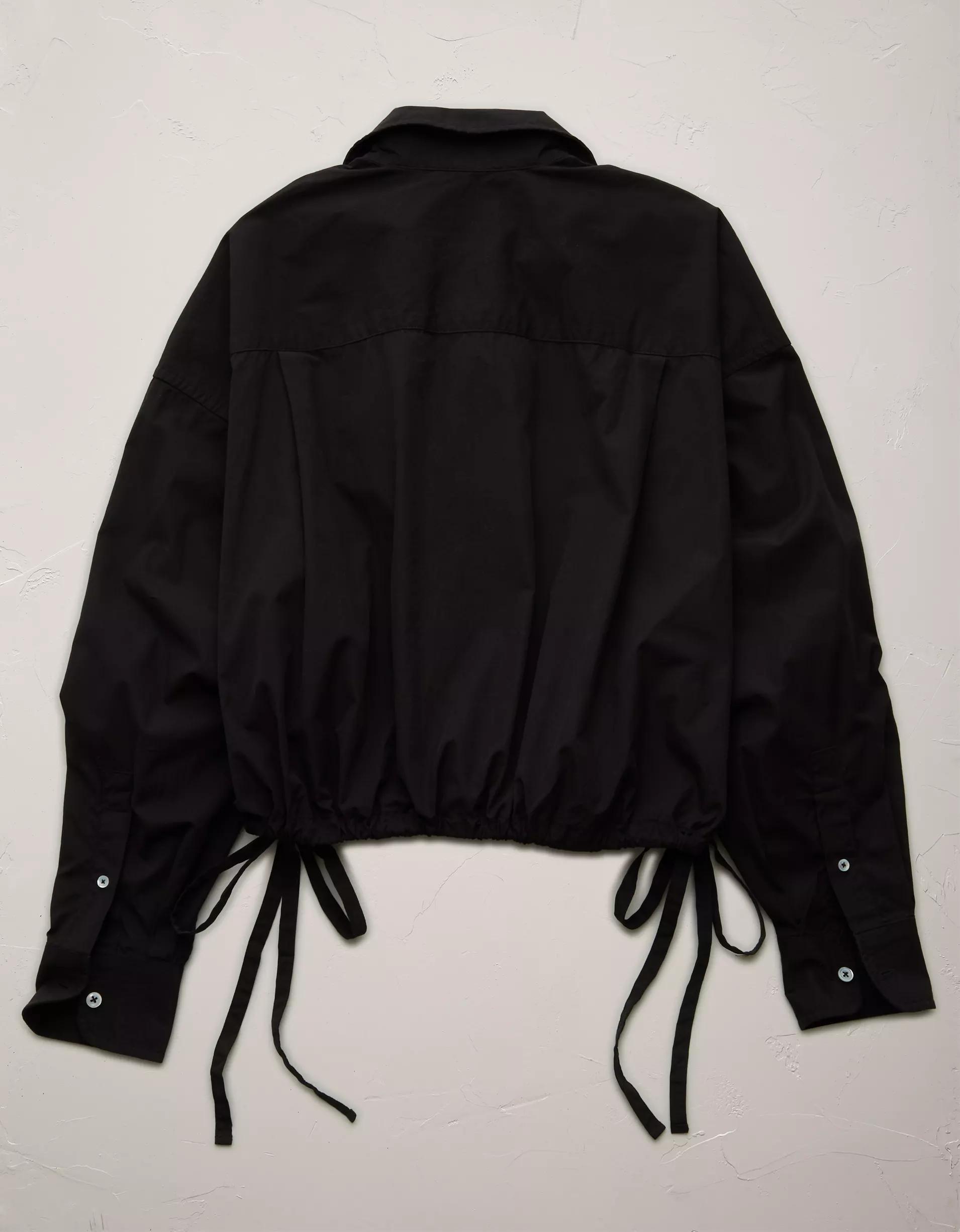 AE77 Premium Poplin Long-Sleeve Button-Up Bubble Shirt Product Image