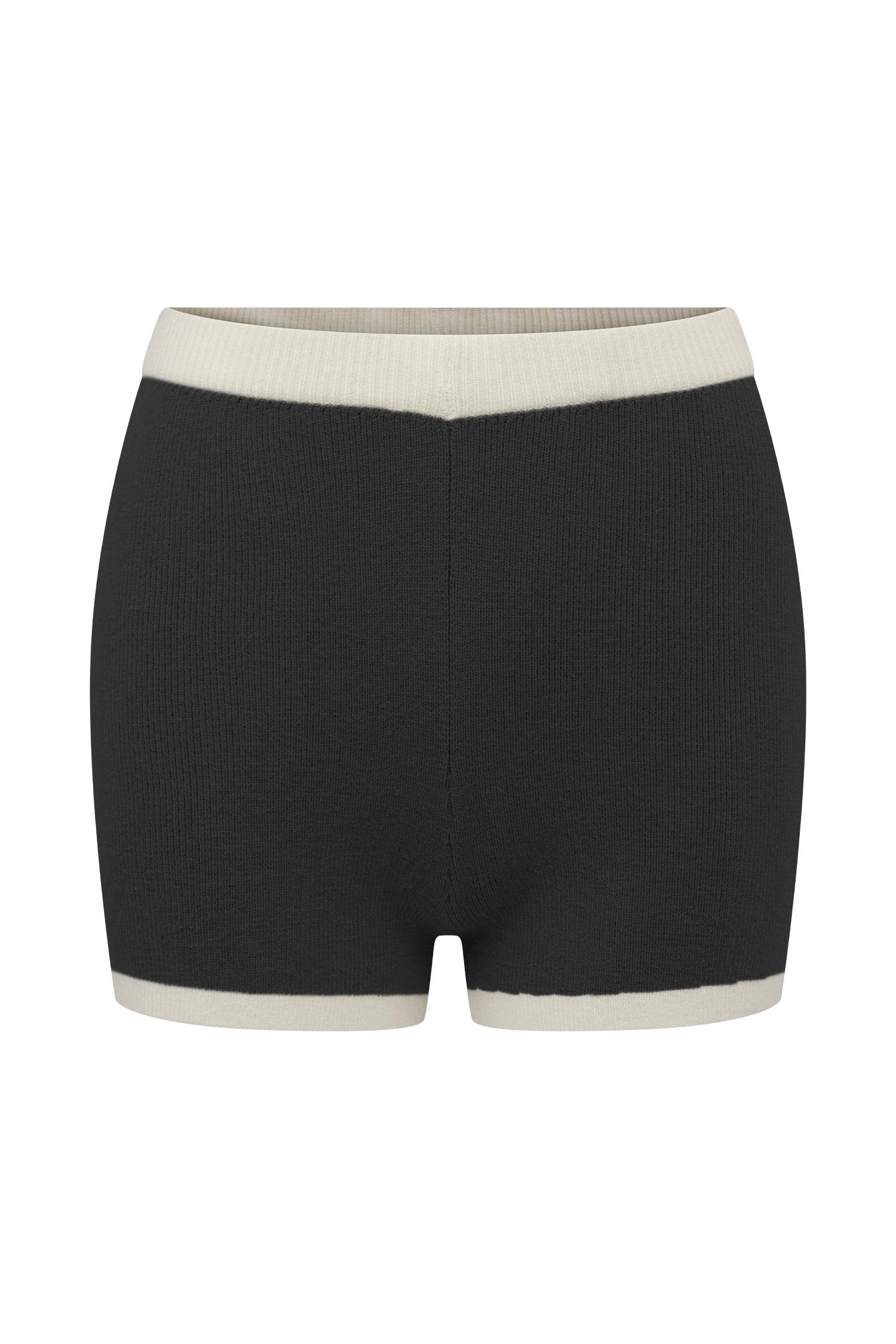 Julianne Contrast Knit Shorts - Black/White Product Image