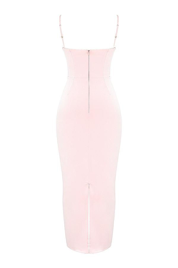 Stefania  soft peach corset maxi dress Product Image
