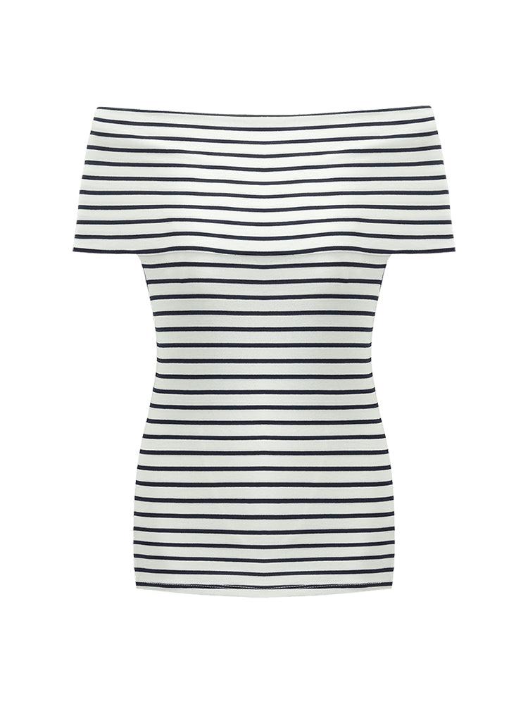Off Shoulder Striped Slim Top Product Image