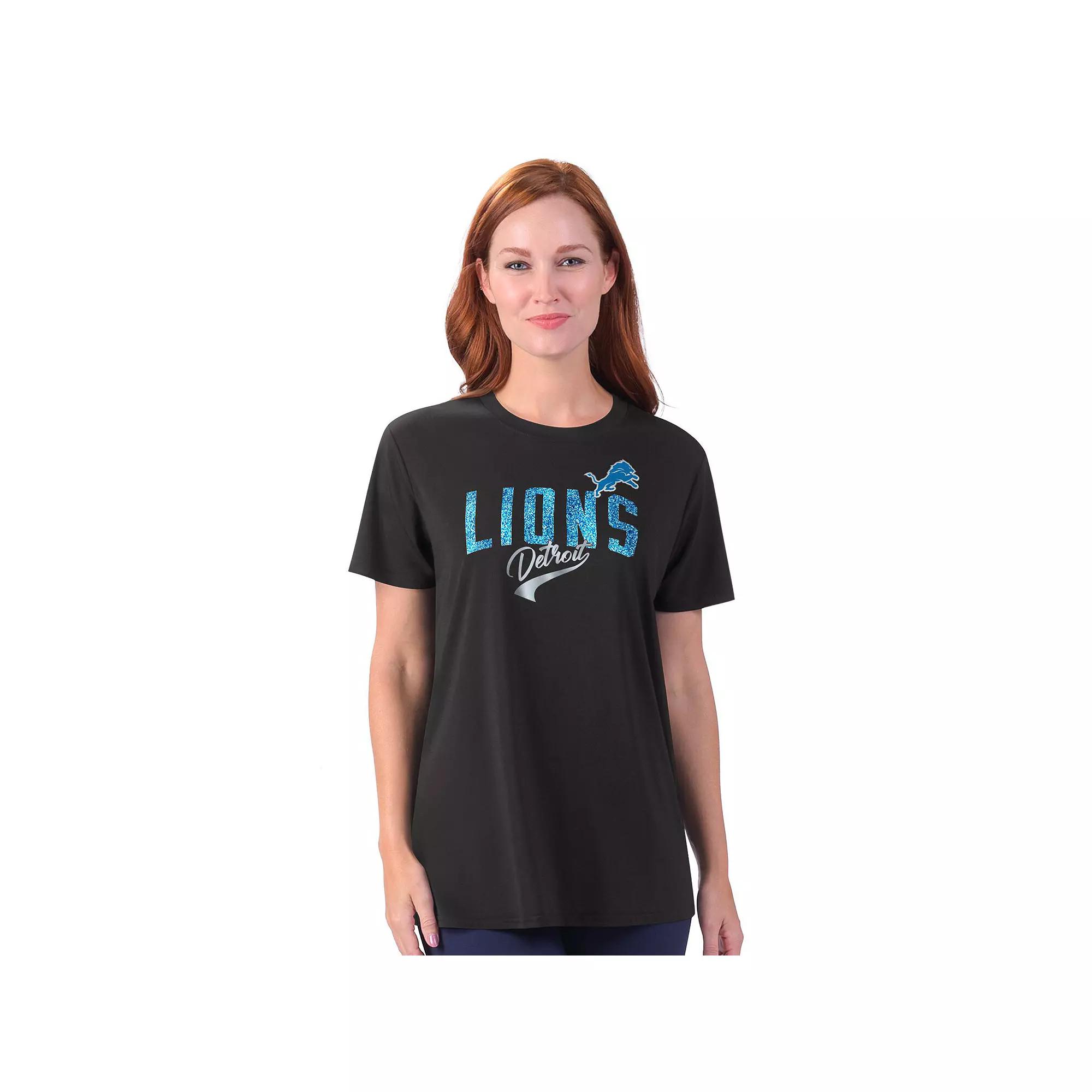 Women's G-III 4Her by Carl Banks Black Detroit Lions Jacey Performance T-Shirt,  Product Image