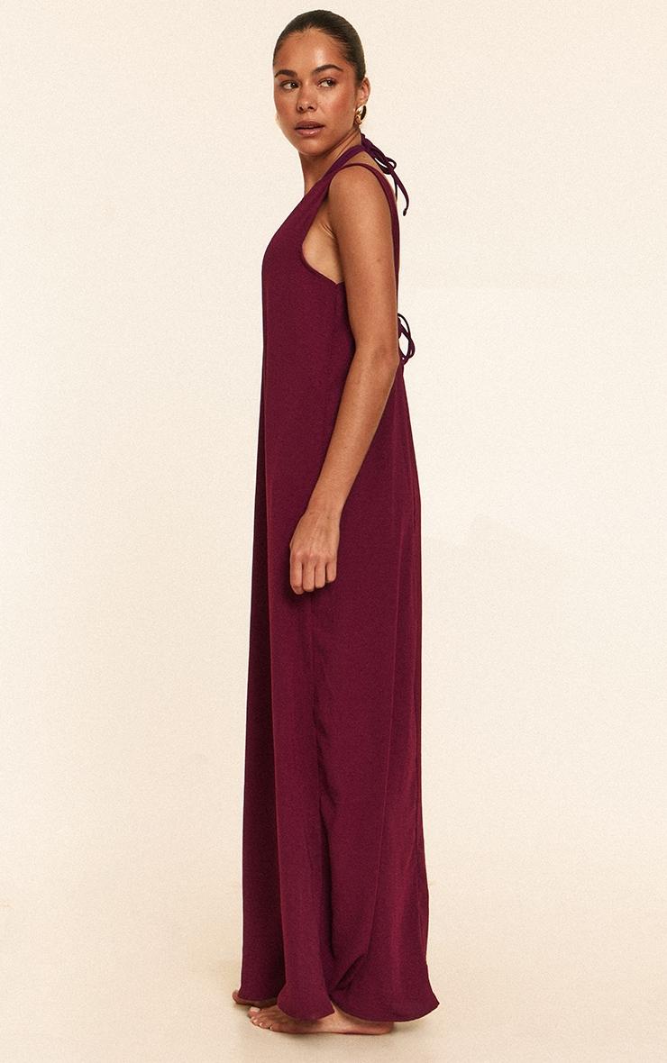 Purple Floaty Woven Boat Neck Maxi Beach Dress Product Image