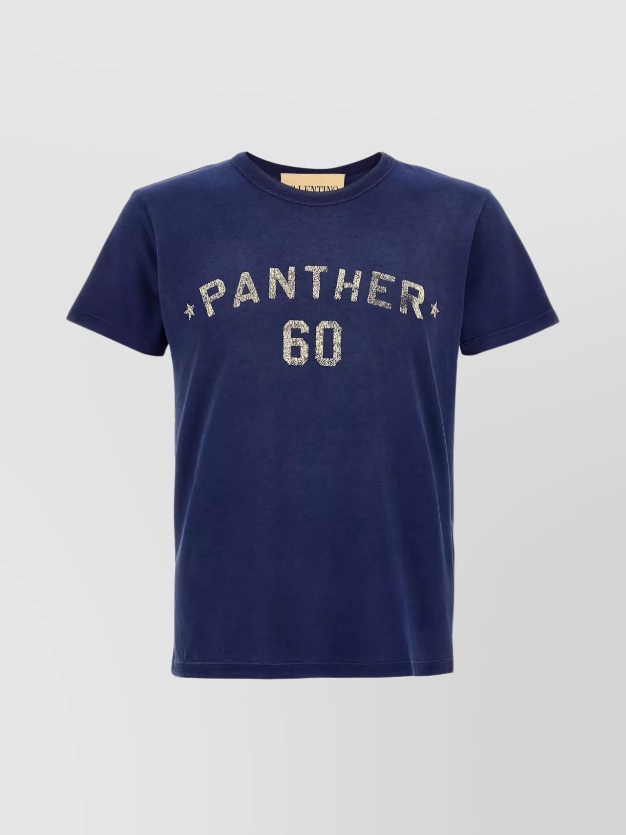 VALENTINO Garavani Navy Cotton T-shirt In Blue Product Image