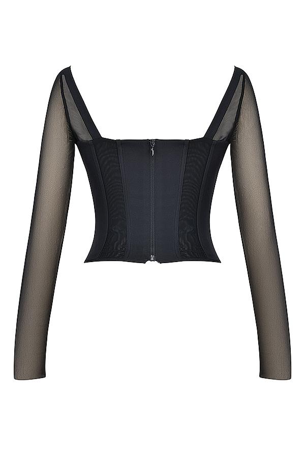 Araminta  black long sleeve corset Product Image