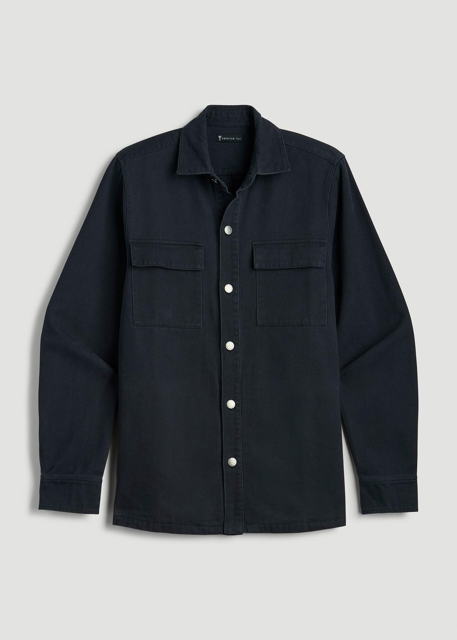 Casual Twill Shirt Jacket for Tall Men in Evening Blue Male Product Image