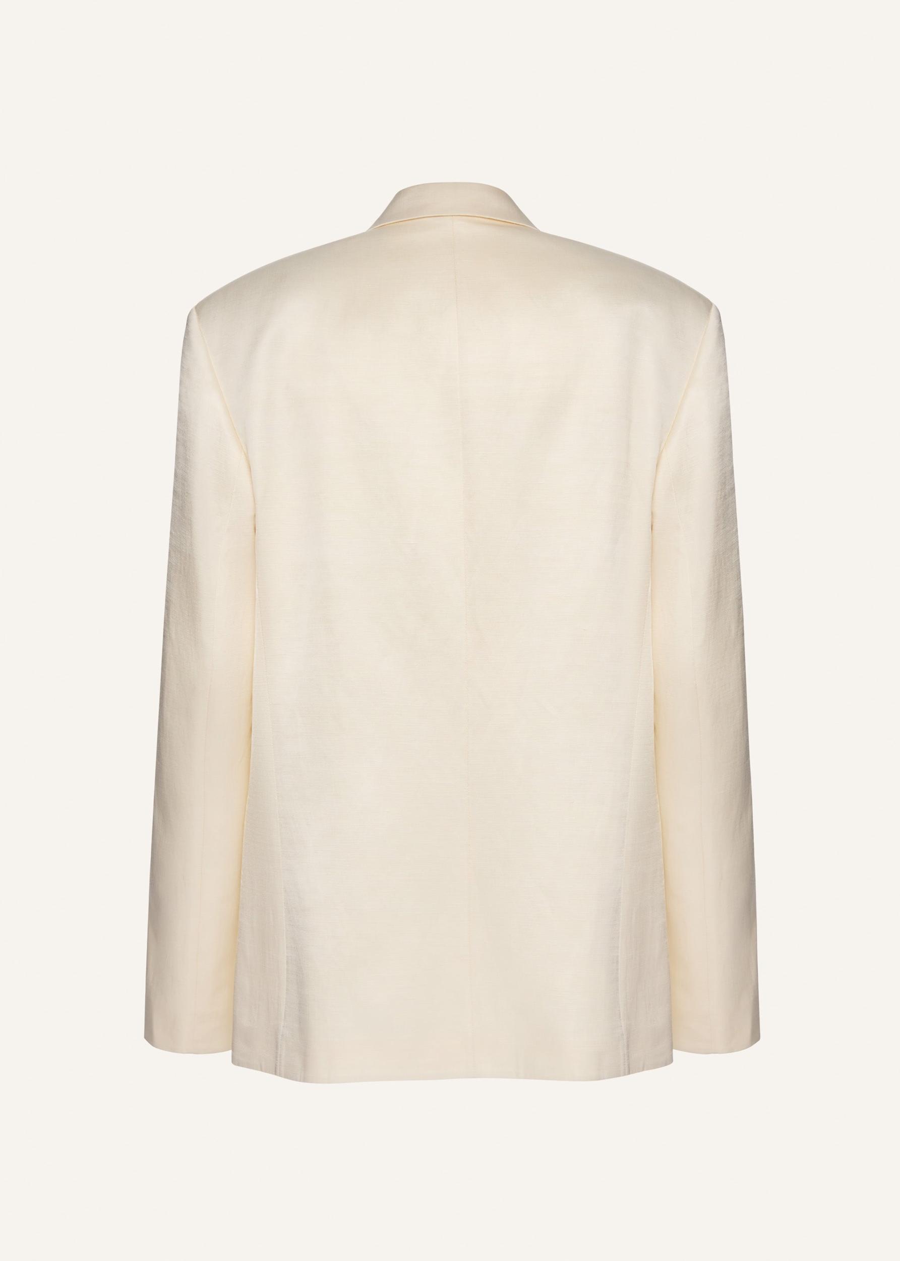 Wool crossover blazer in cream Product Image