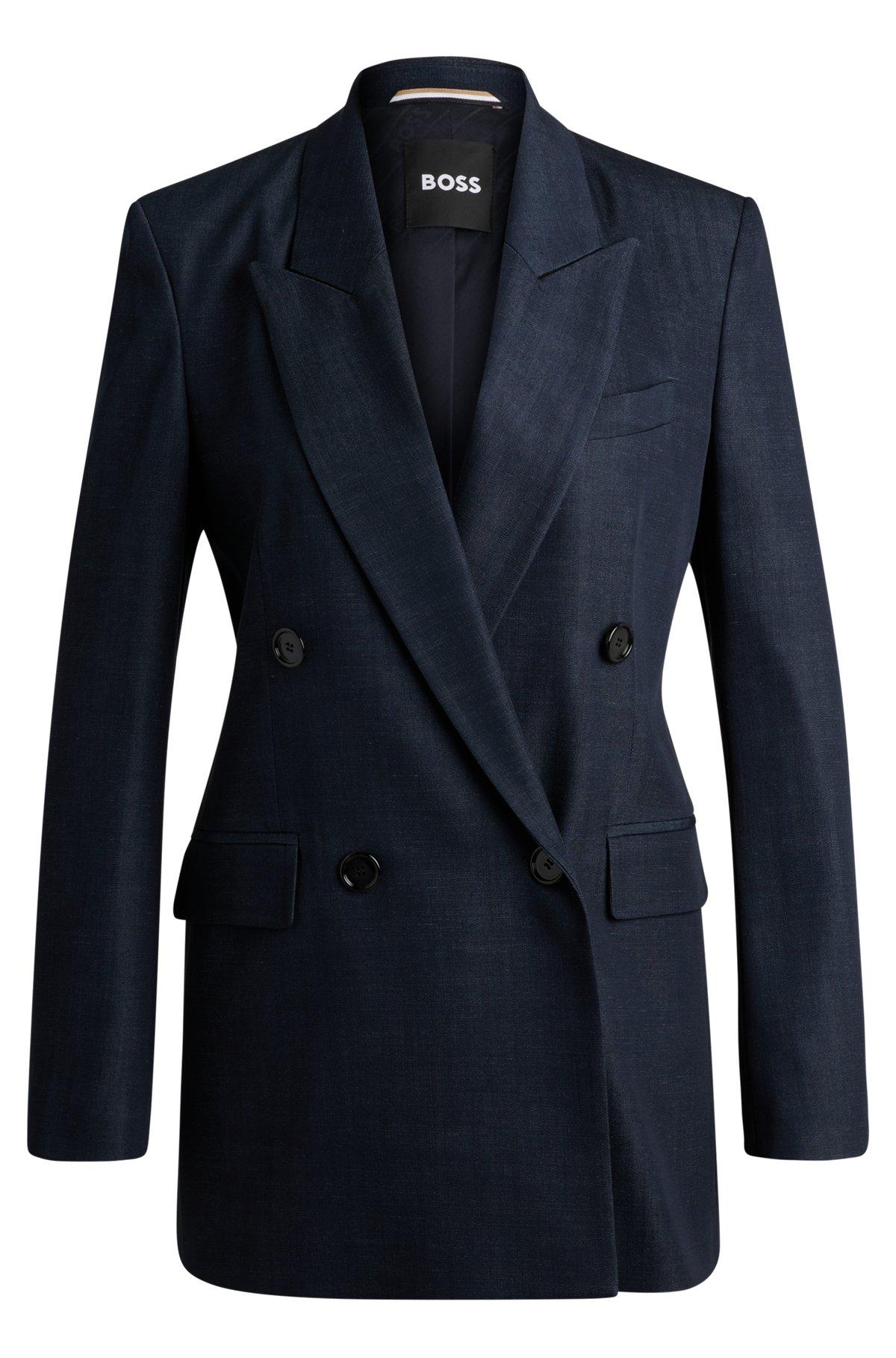 Regular-fit long-length jacket in denim-effect twill Product Image