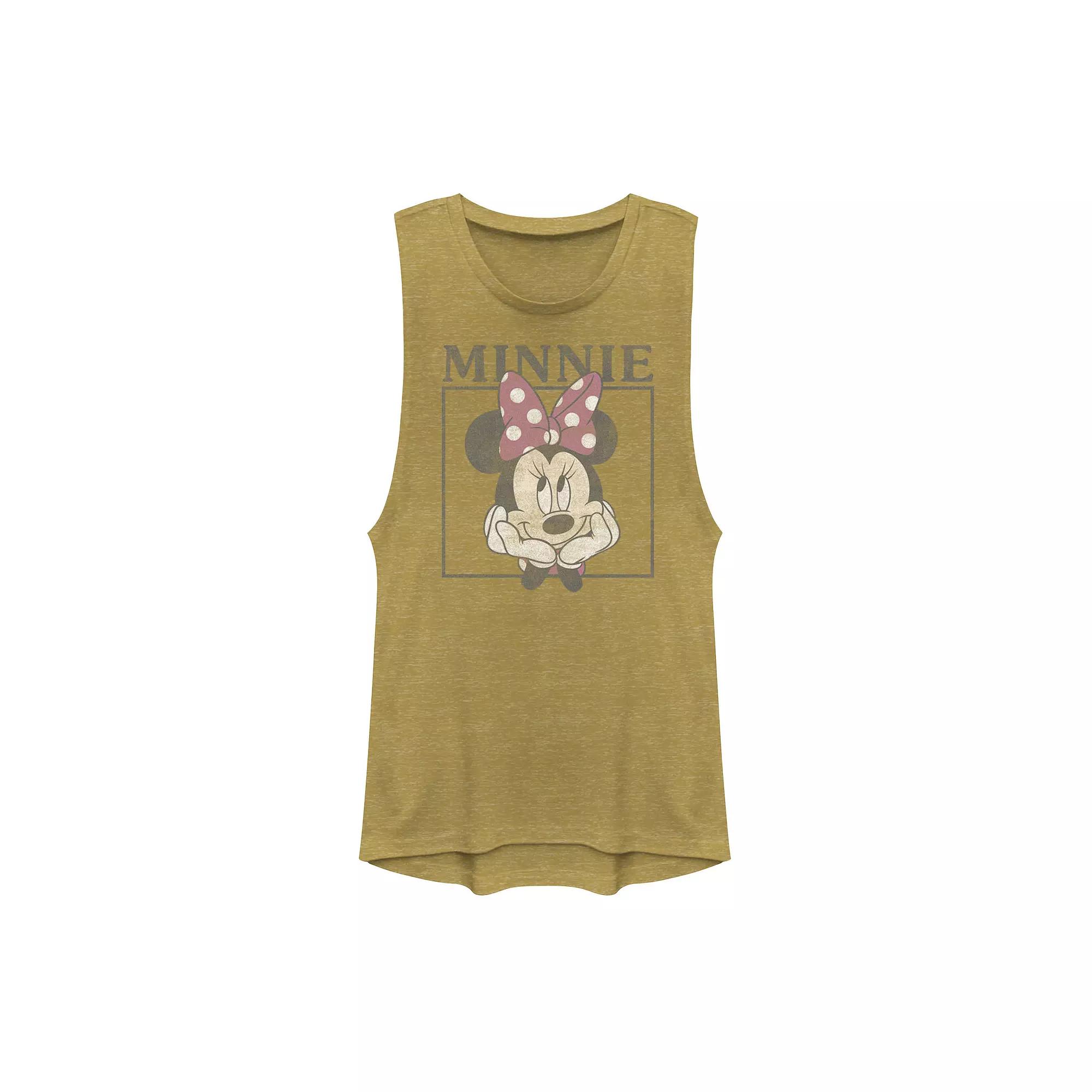Disney's Minnie Mouse Distressed Framed Portrait Juniors' Muscle Tank Top, Girl's,  Product Image