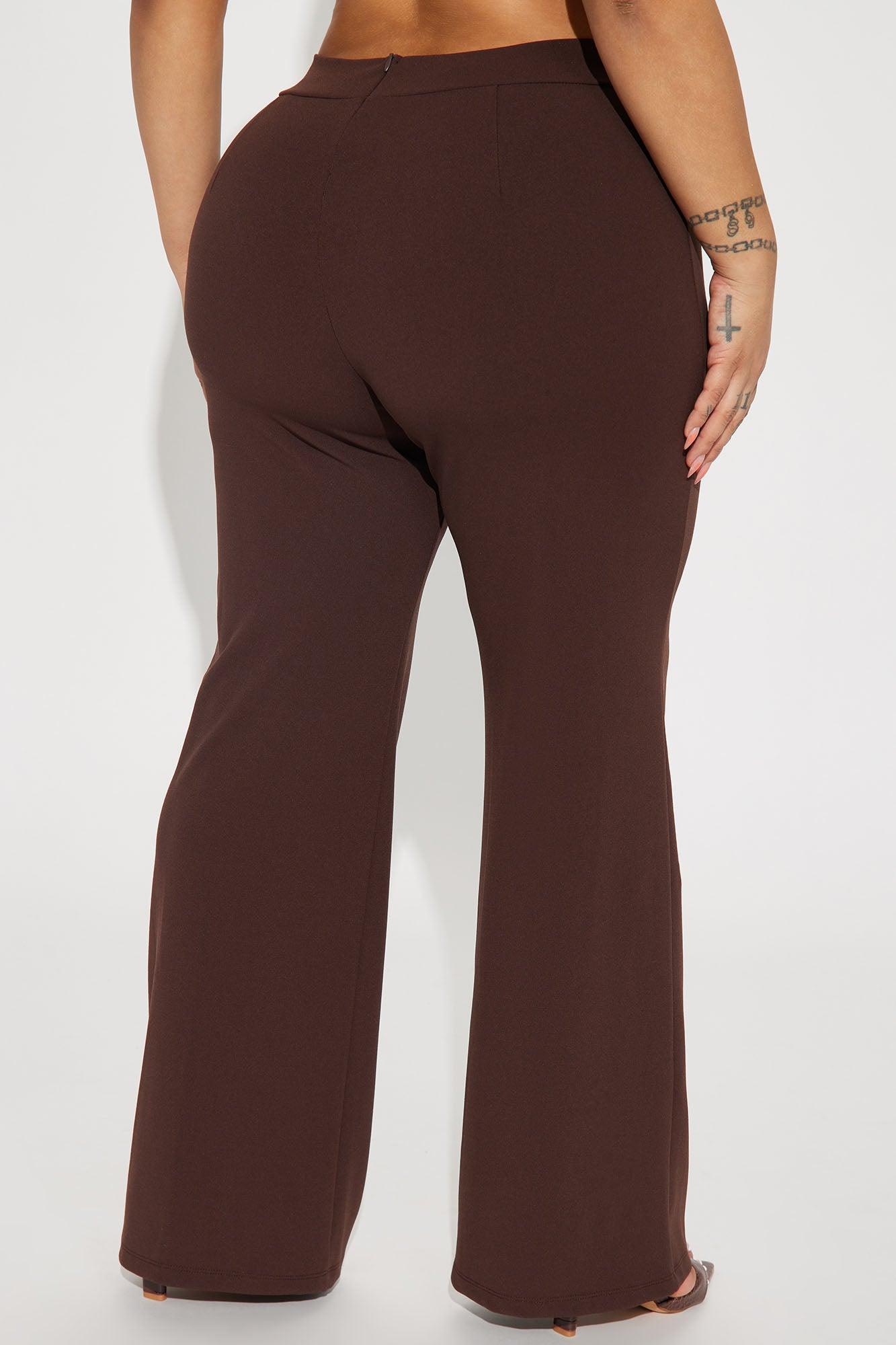 Petite Victoria High Waisted Dress Pants - Chocolate Product Image