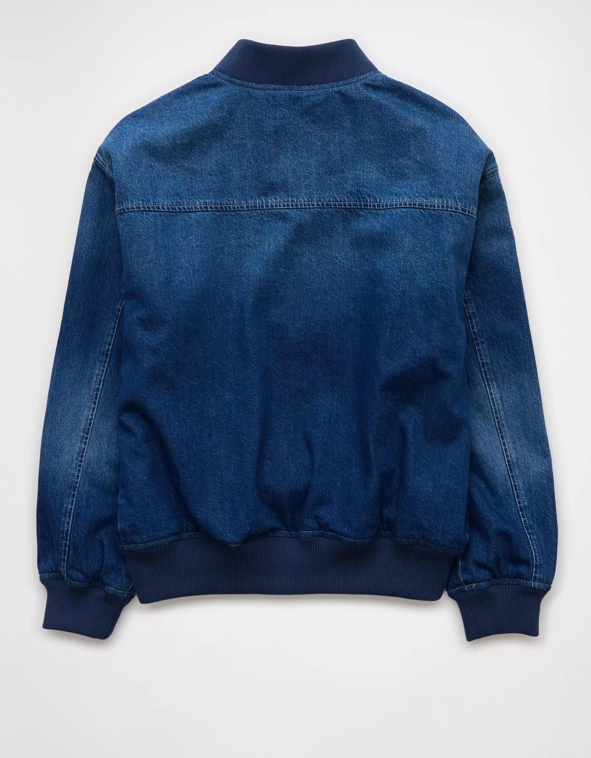 AE Oversized Denim Bomber Jacket Product Image