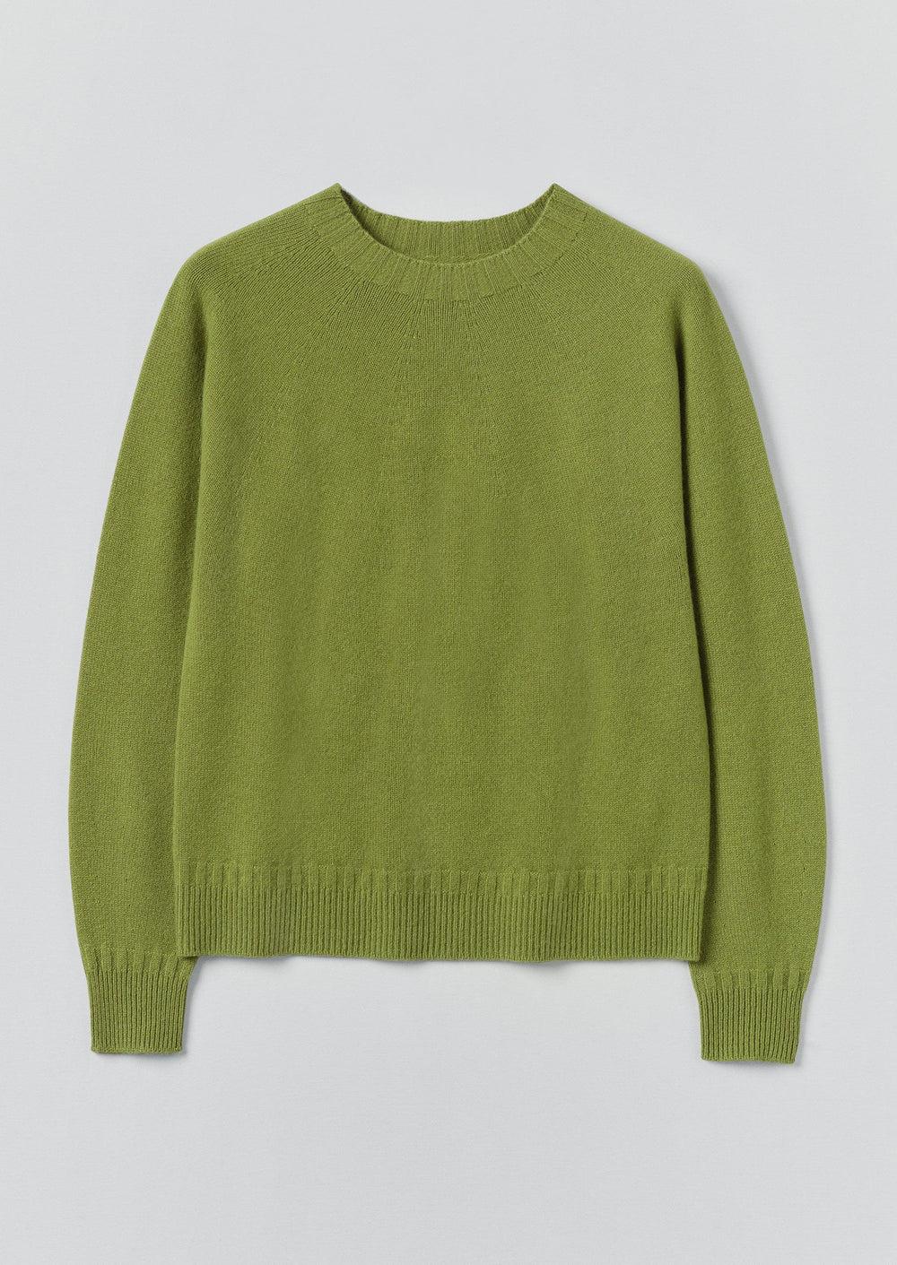 Wool Cashmere Crew Neck Sweater | Soft Green Product Image