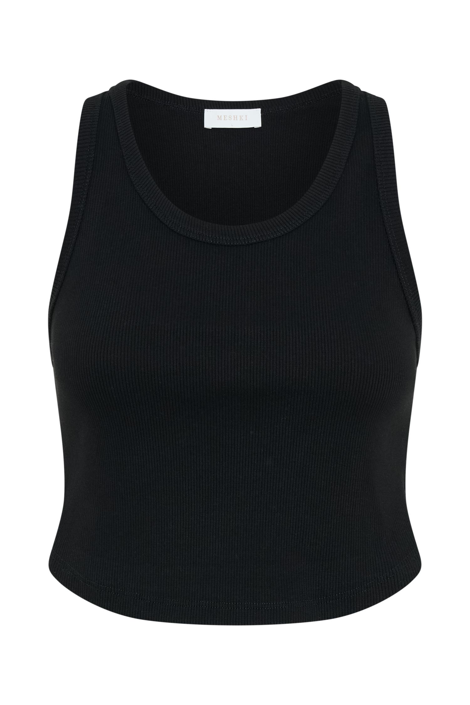 Morgana Ribbed Tank Top - Black Product Image