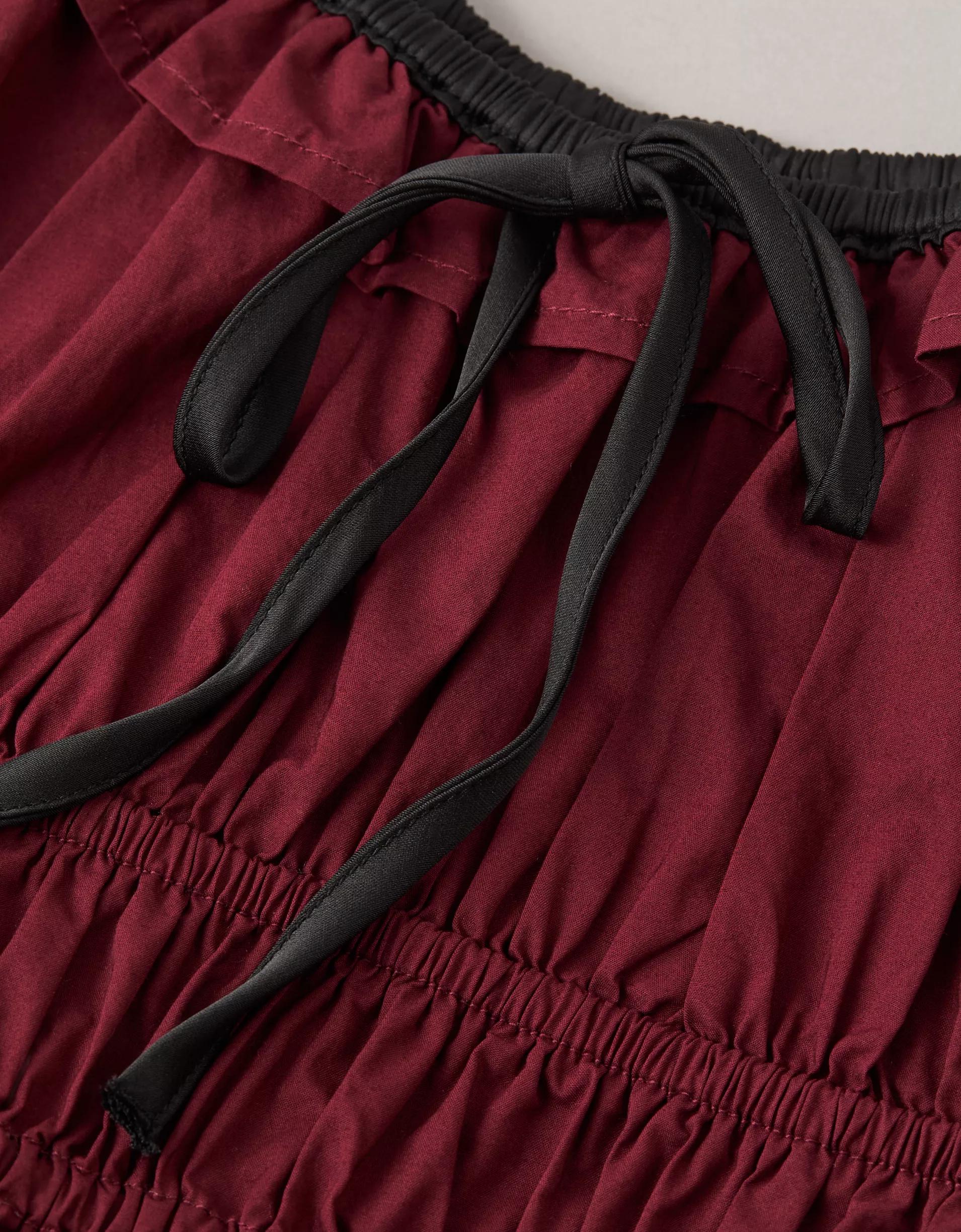 AE Long-Sleeve Ruched Poplin Blouse Product Image