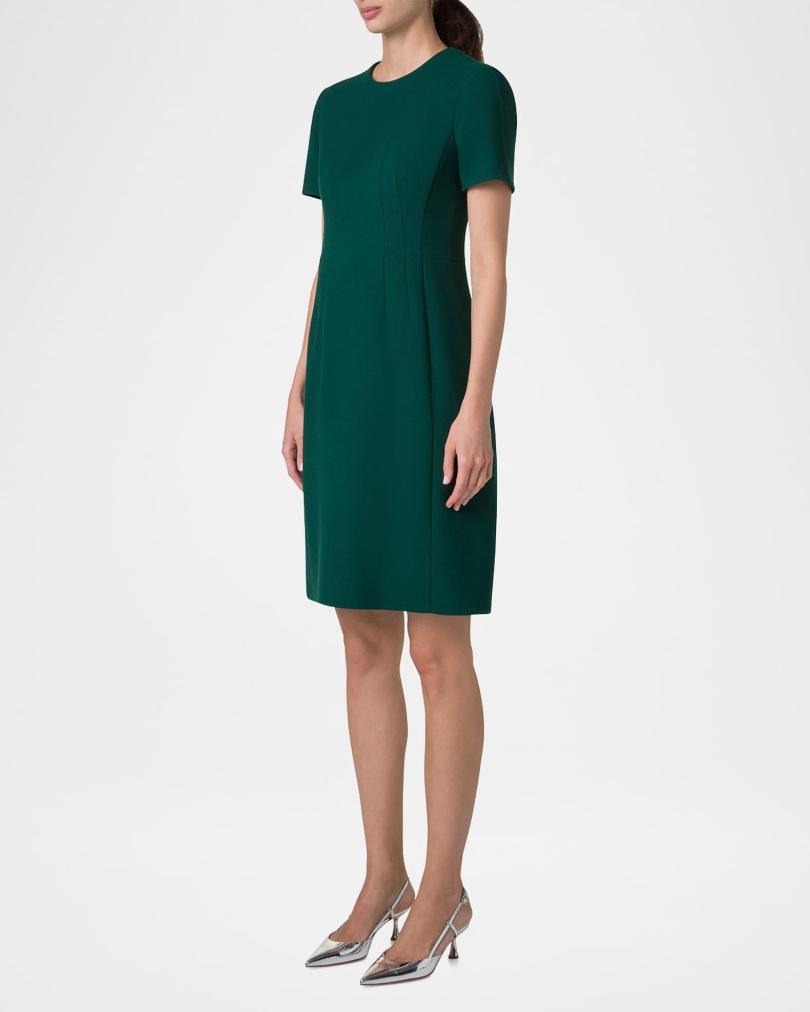 Short-Sleeve Wool Crepe Sheath Dress Product Image