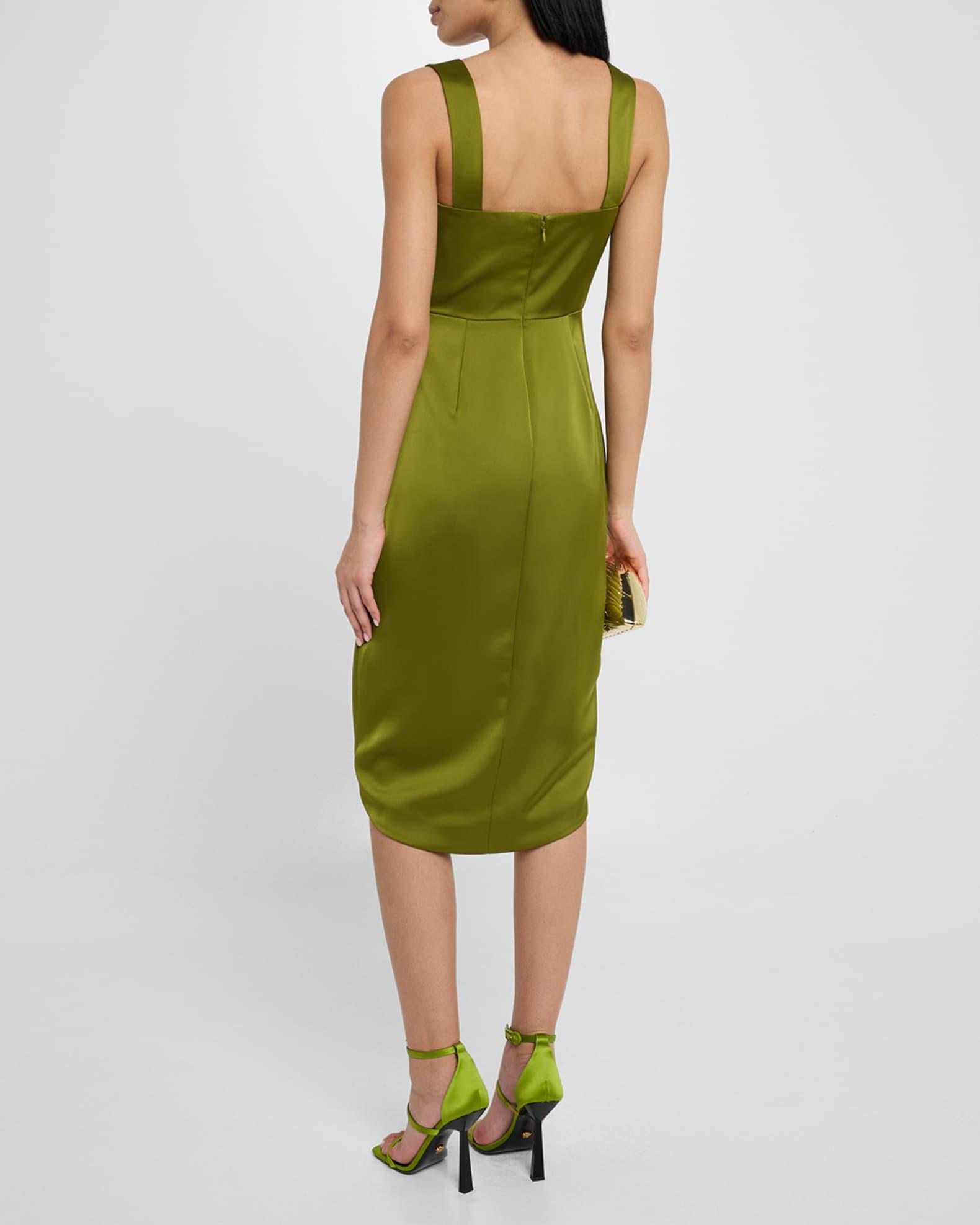 Genevive Draped Square-Neck Satin Dress Product Image